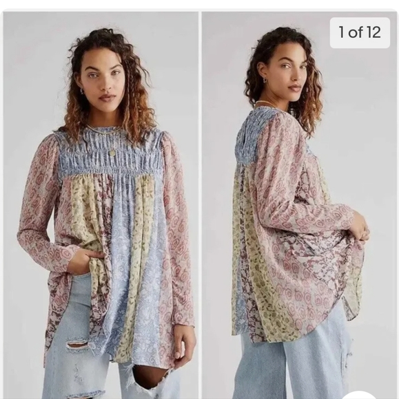 NWT Free People Merrie Mix Floral Tunic - Picture 2 of 4